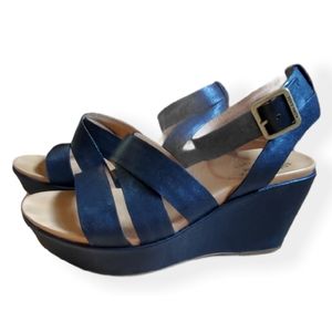 Kork-Ease Original Amber Black Leather Wedge SZ 9